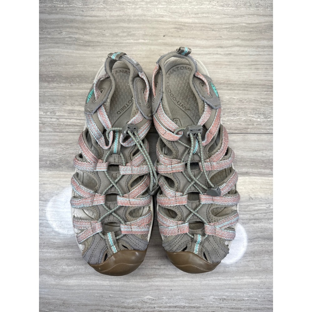 KEEN Water Sandals Whisper Taupe Coral Bungee Hiking Trail Gorpcore Womens 11 - Picture 8 of 10